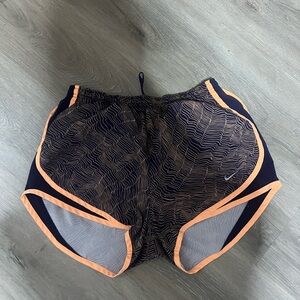 NIKE Women's Black and Orange Athletic Shorts